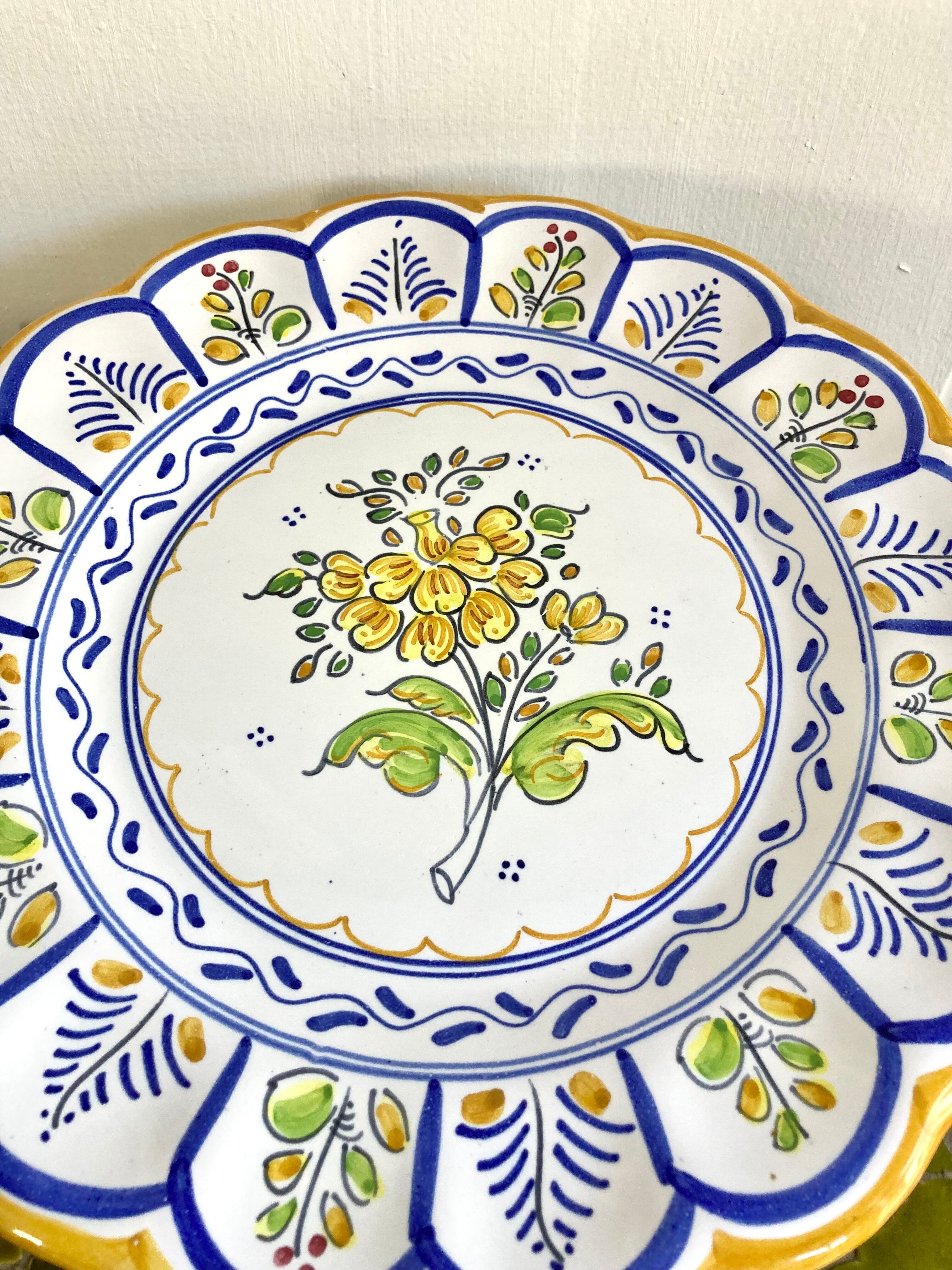 Hand-painted ceramic cake plate