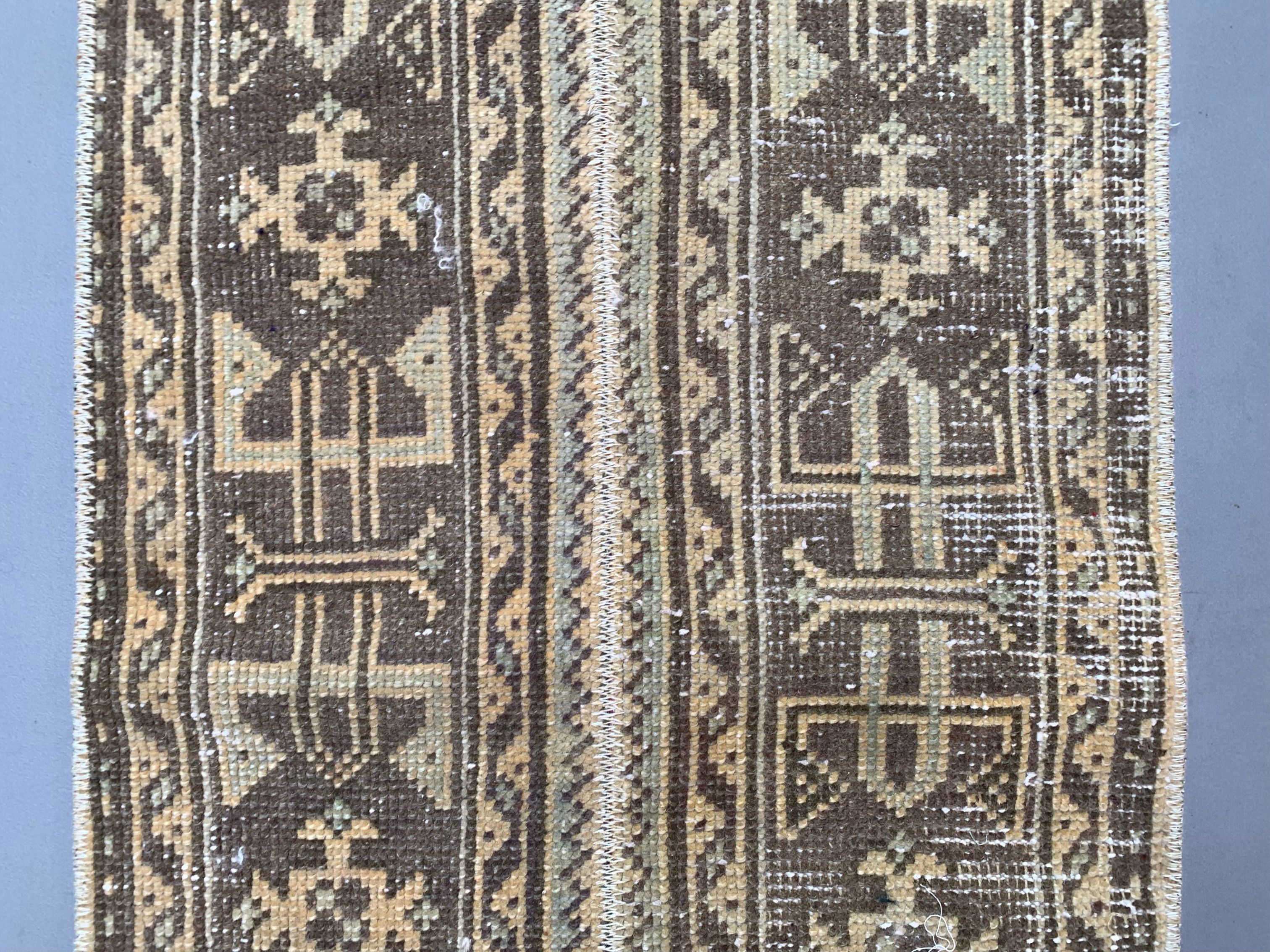 Distressed Turkish Narrow Runner 313x55 cm wool Vintage Tribal Rug