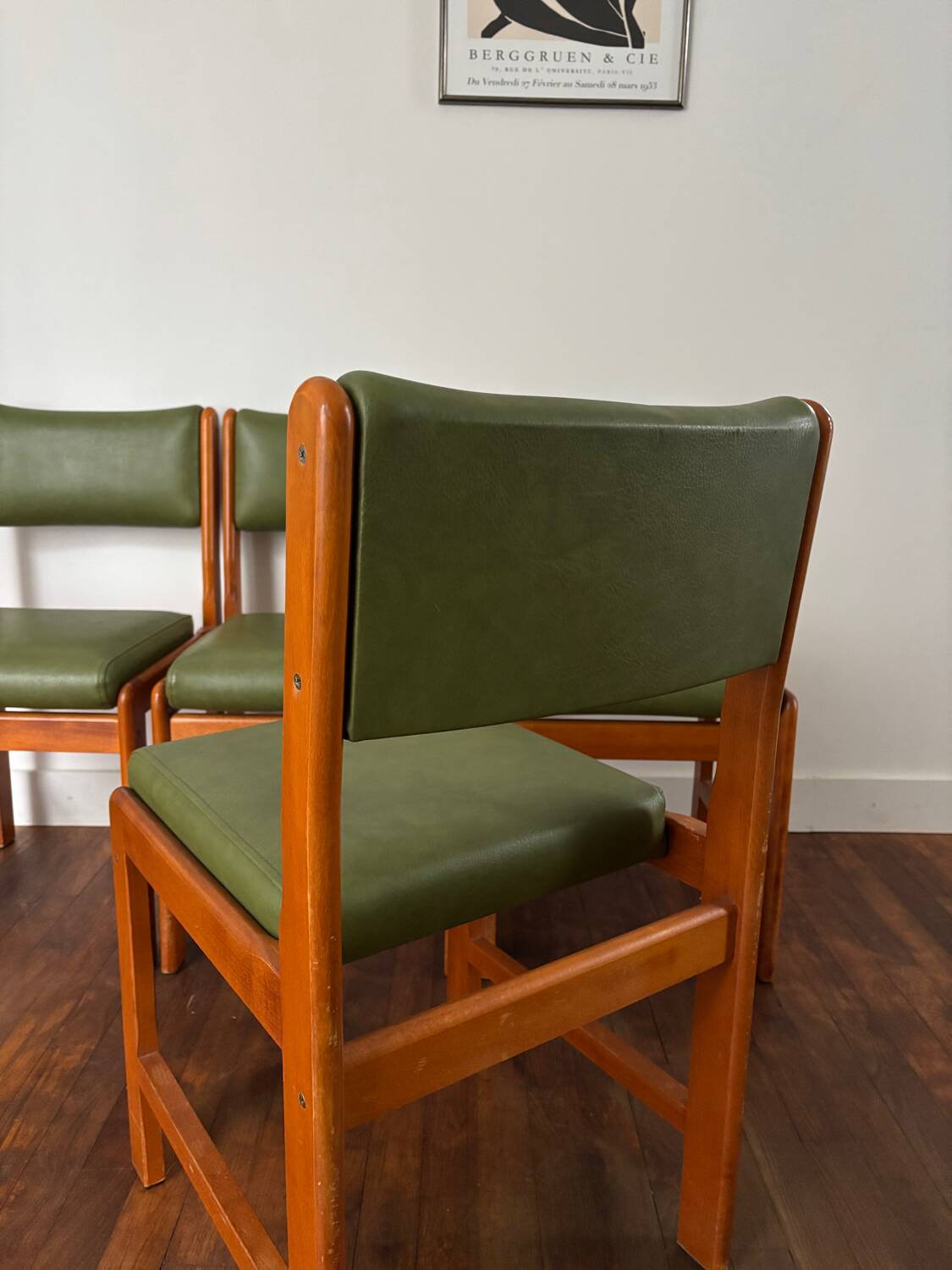 Vintage wooden and leatherette chairs