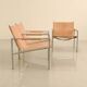 3 "SZ02" armchairs in natural beige leather by Martin Visser for Spectrum 60's