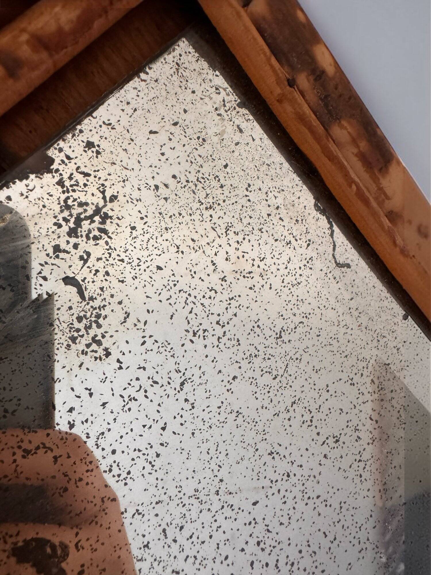 Antique bamboo wardrobe with mirror — exotic style, late 19th century