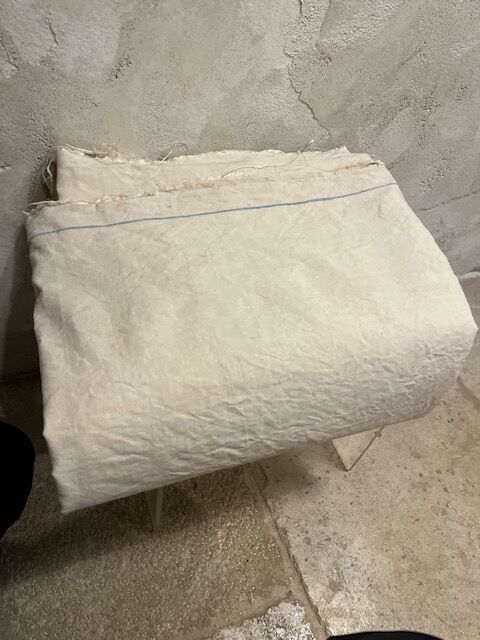 Linen sheet with blue border