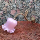 Bronze and opaline floral wall lamp