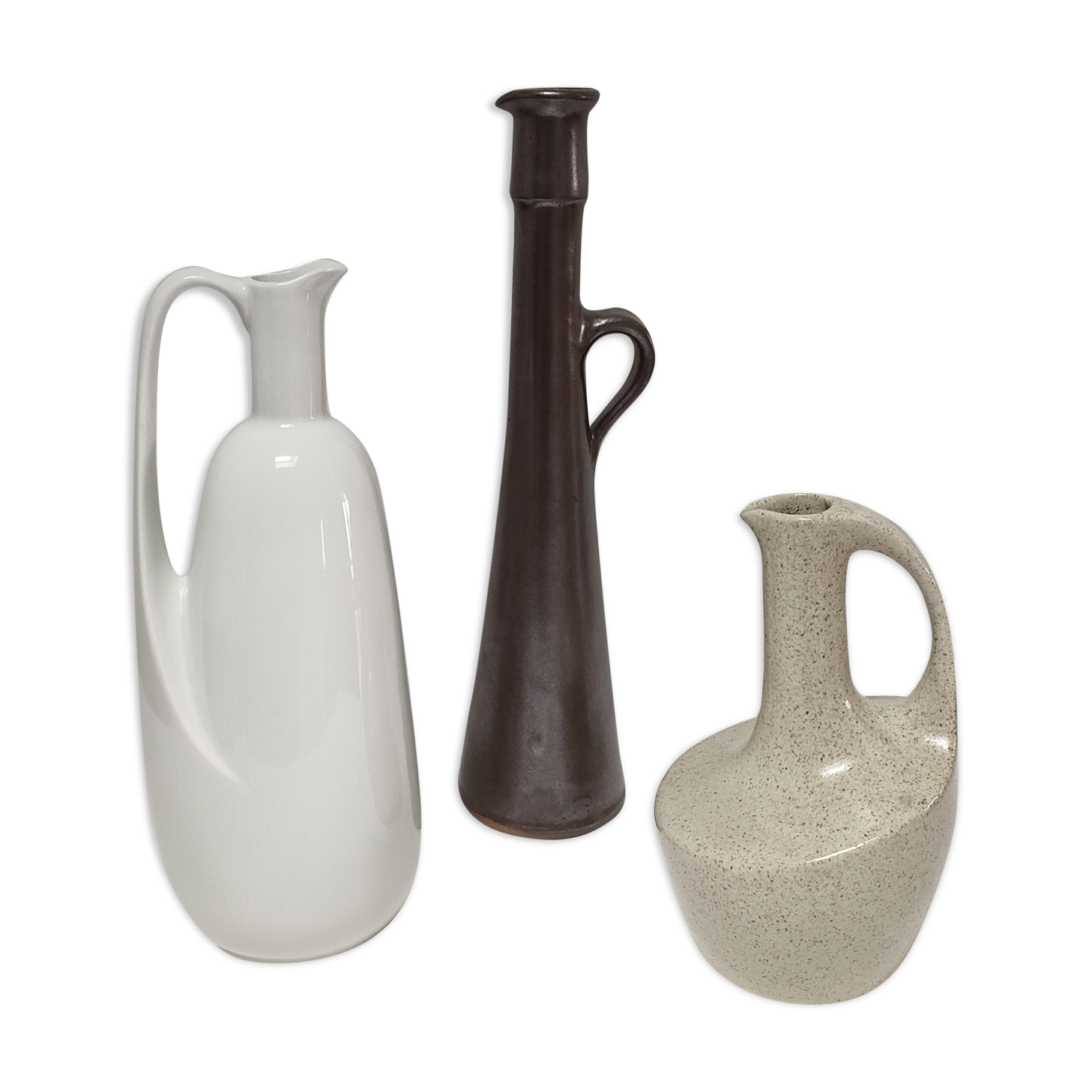 Trois vases céramique grès porcelaine vintage