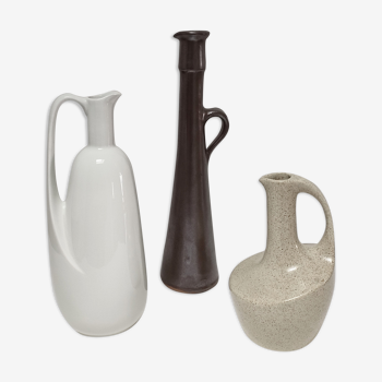 Trois vases céramique grès porcelaine vintage