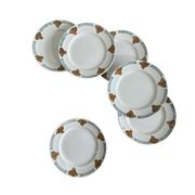6 antique earthenware dessert plates, ironstone, Moulin des Loups Aubépine