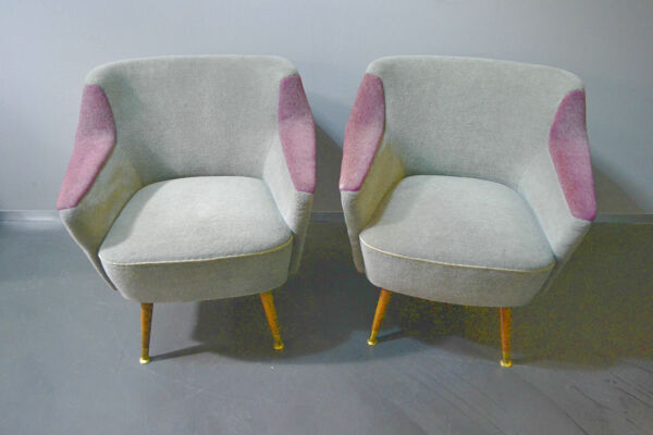 Paire de fauteuils club années 50-60