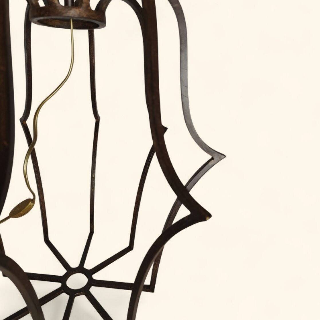 Large "Cage" Lamp Pair in Patinated Bronze - DLG by Jean Royère