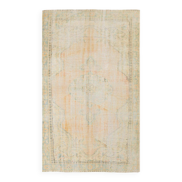 tapis vintage en laine beige, 5x8 tapis vintage turc, 150x240 cm tapis pastel