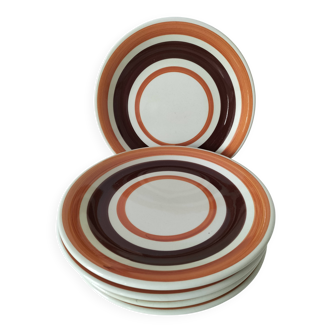 6 dessert plates Castellania – concentric orange and brown design
