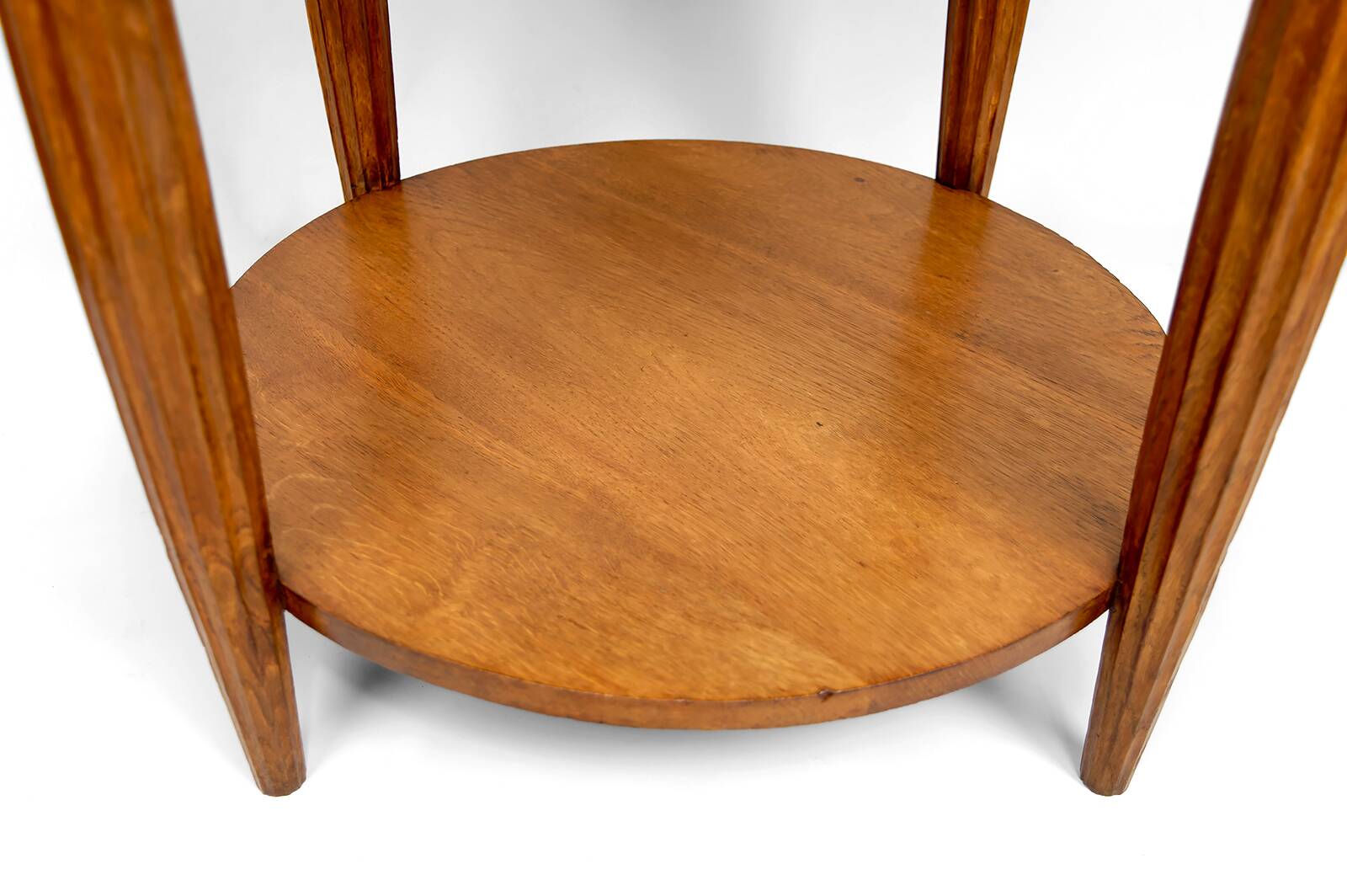 Pedestal Table, Side Table in Solid Oak & Griotte Marble Top