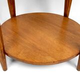 Pedestal Table, Side Table in Solid Oak & Griotte Marble Top