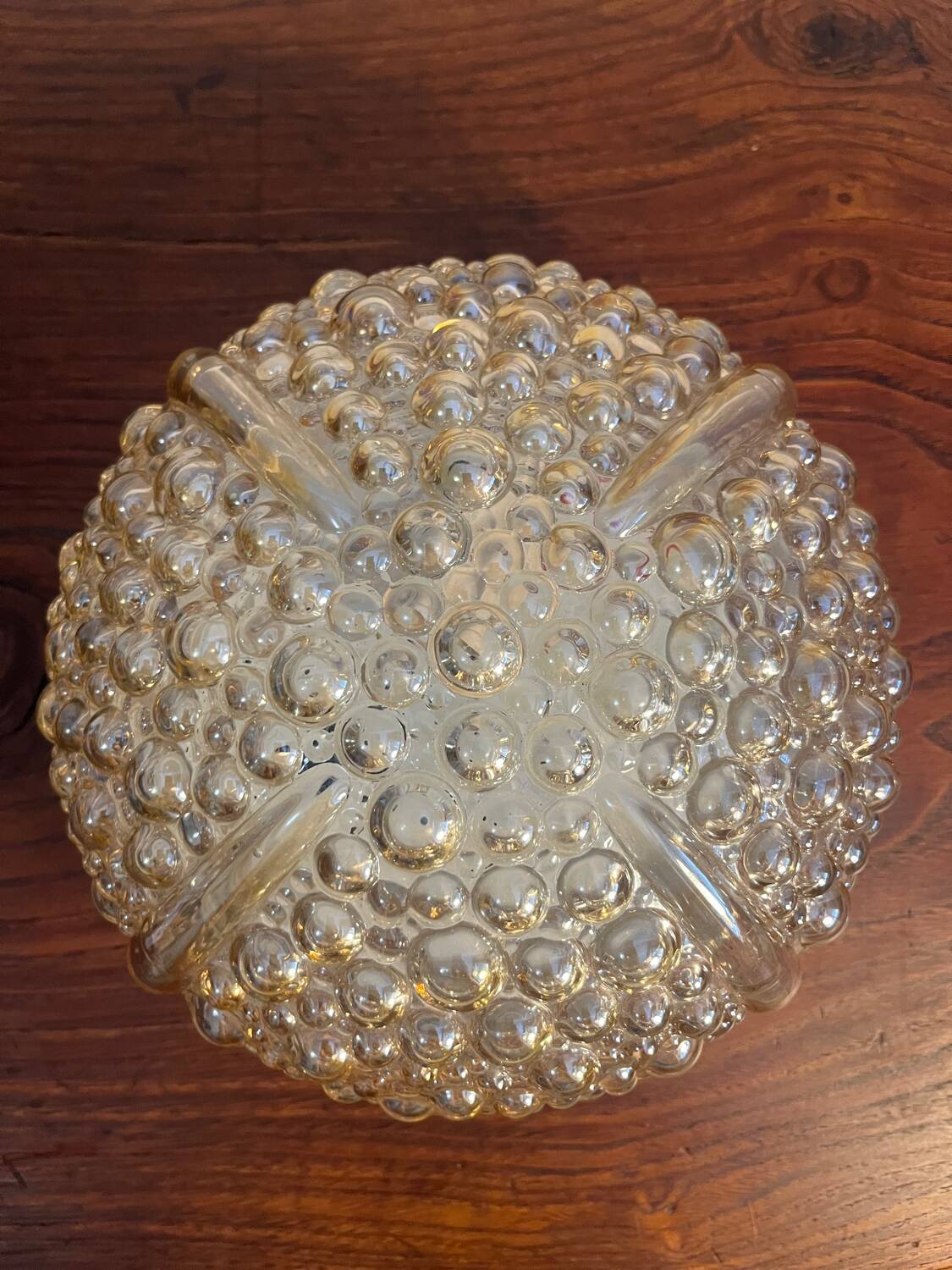 Ceiling light, wall light, bubble, amber glass, 70s