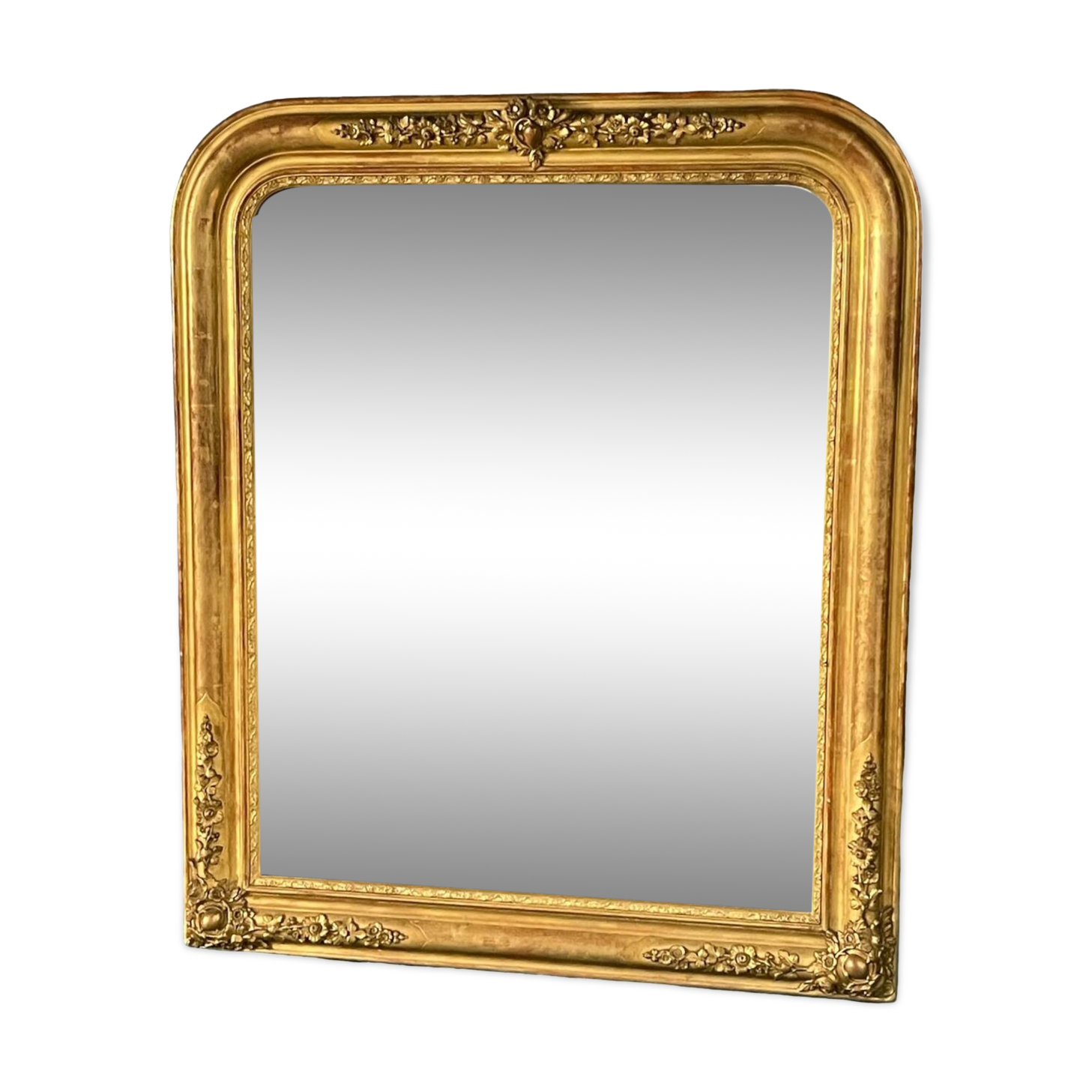 Old mirror from the Louis Philippe period around 1840, original leaf gilding, good condition