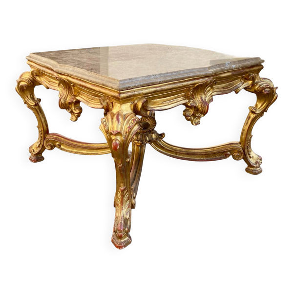 Table de milieu en bois doré table basse Louis XVI — Beyit