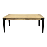 Industrial extendable dining table in wood and metal, 10/12 place settings