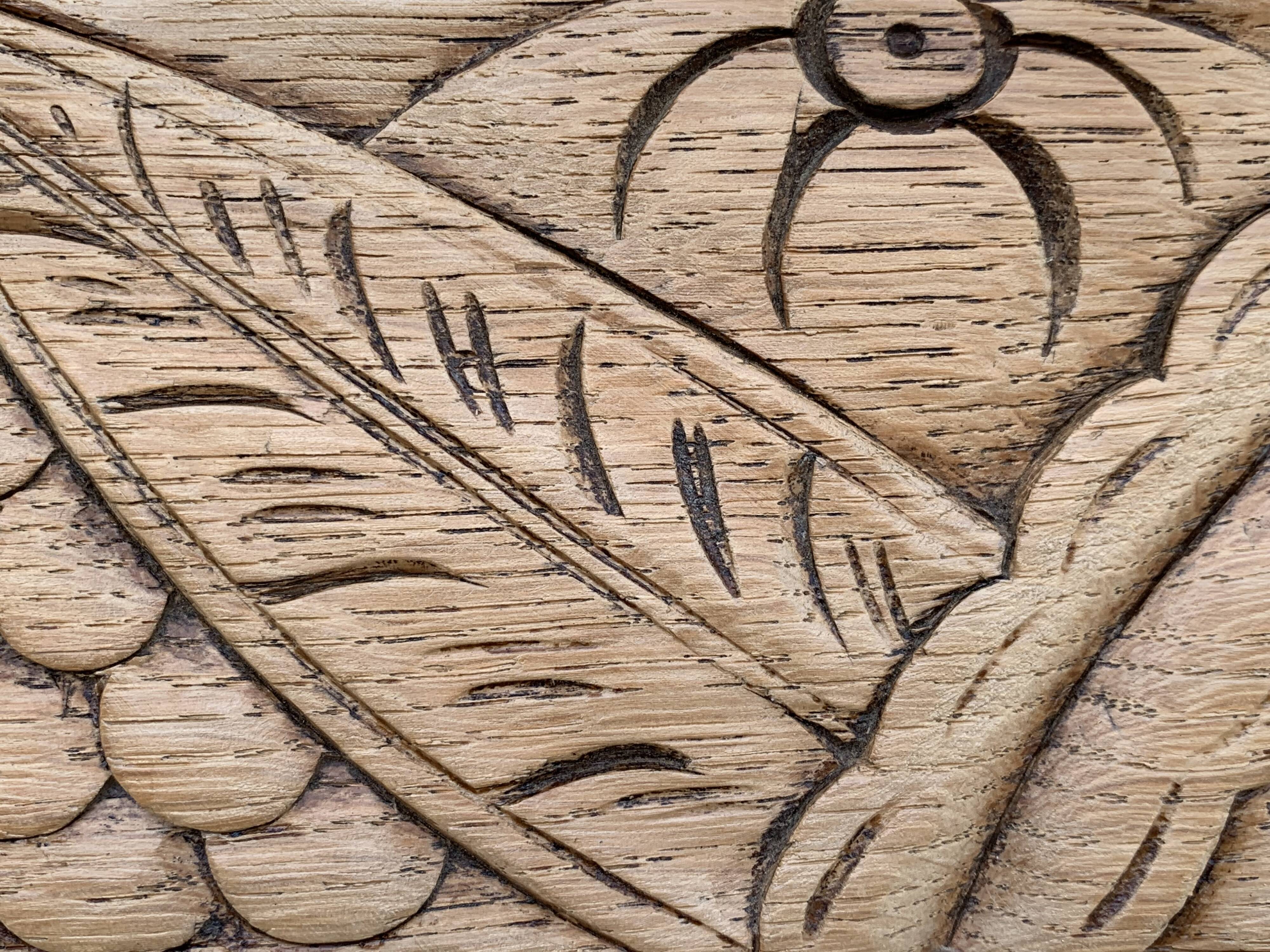 Art Deco mirror bevelled raw oak 1930