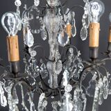 Important lustre cage en bronze, cristal de Baccarat, Style Louis XV, 1900