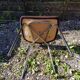 Pair old metal chair chromé - vintage 70s brown fabric