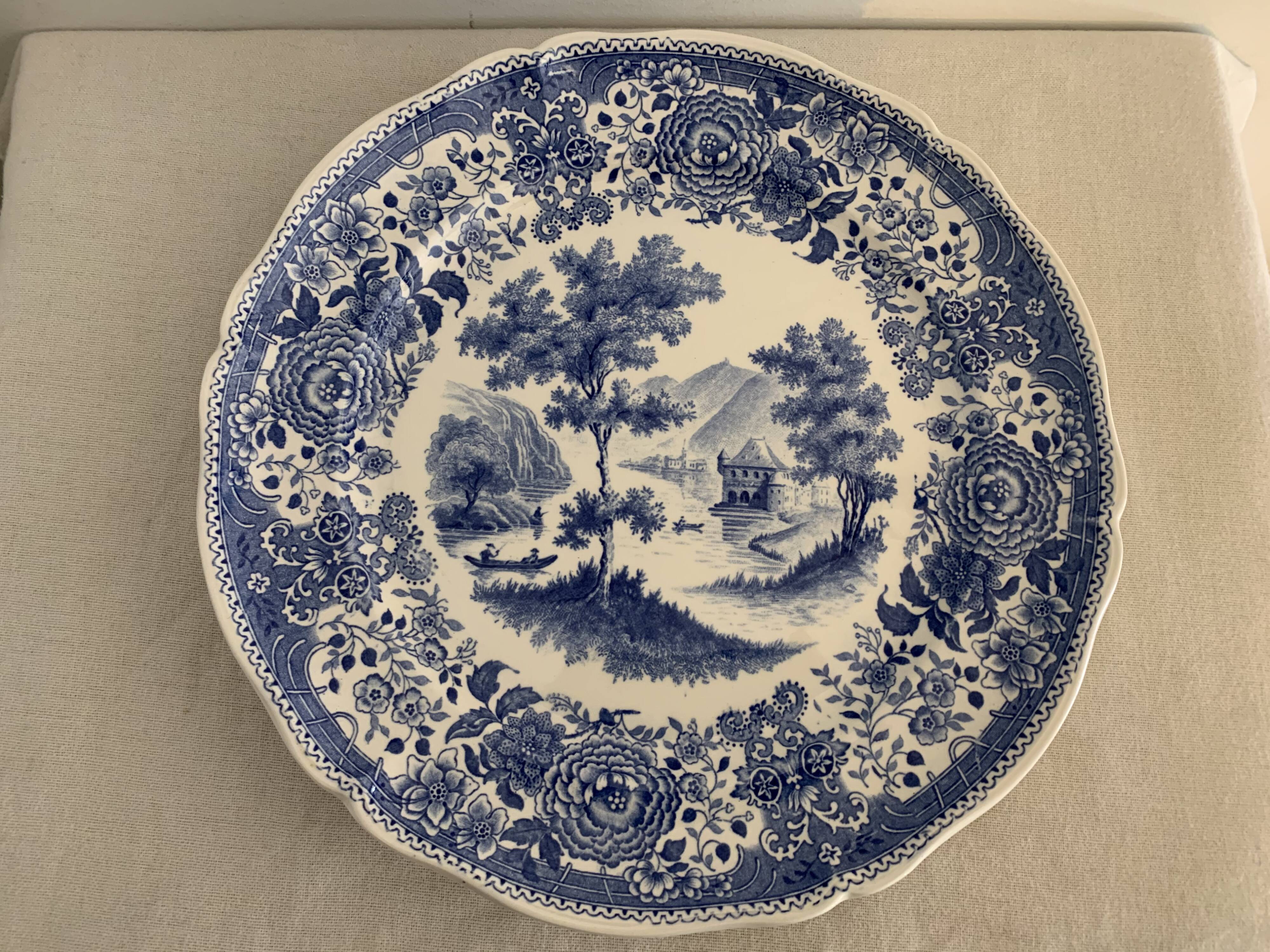 10 assiettes plates bleues Villeroy et Boch modèle Burgenland 1950