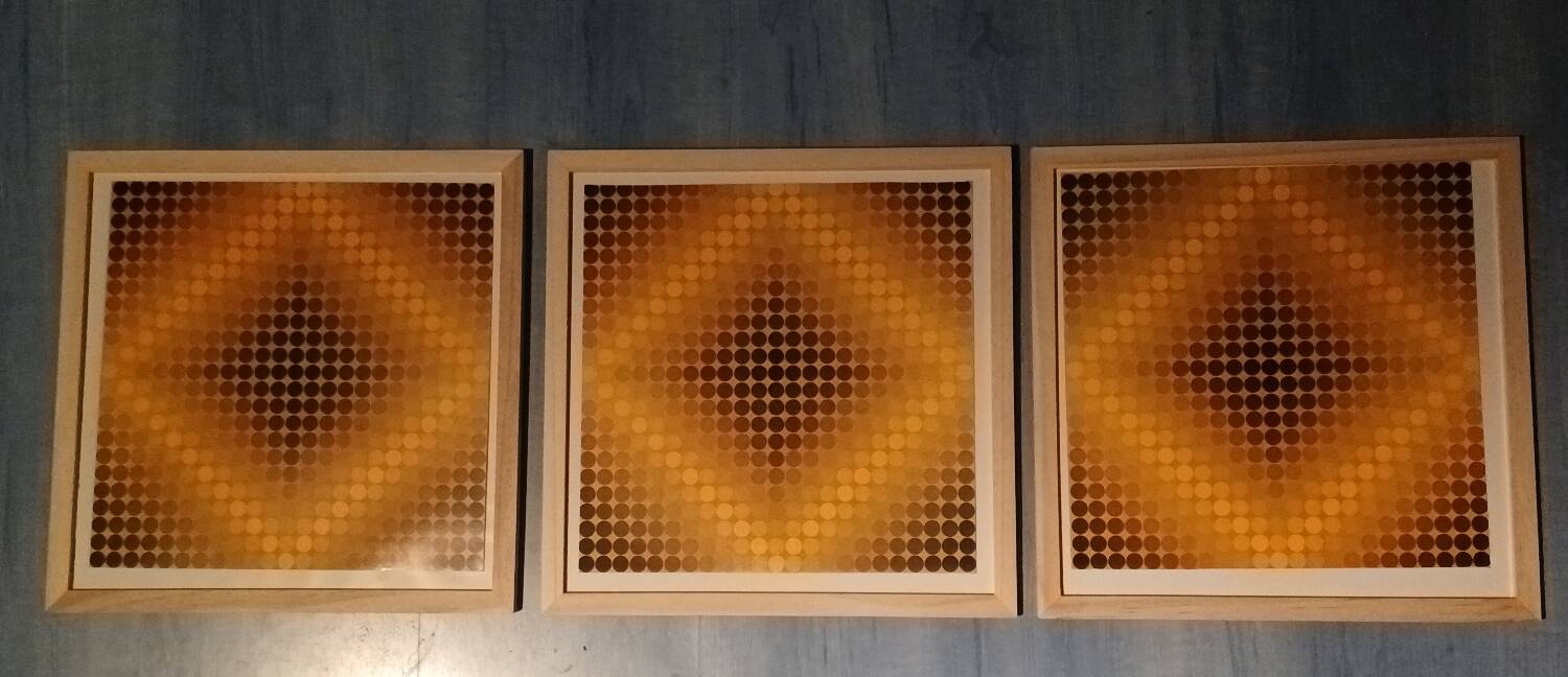 Optical Art Triptych - Victor Vasarely - Frames 30x30cm