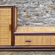 Storage cabinet in bamboo and vintage wicker, 60s