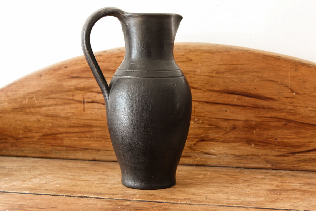 Black ceramic pitcher