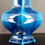 Important Porcelain Lamp with Blue Crackle Enamel, France, Circa 1940