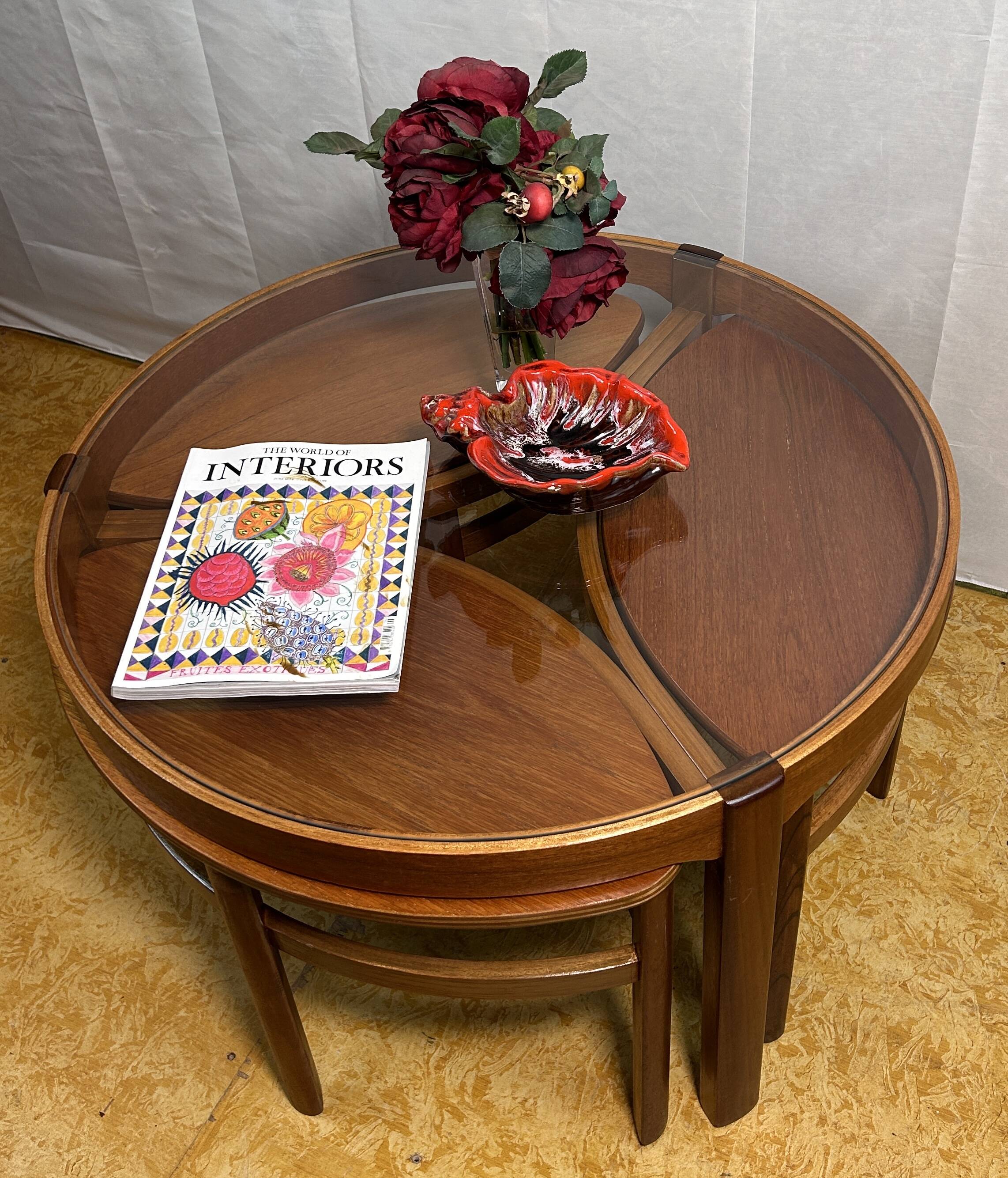 Mid century retro vintage teak round coffee table by Nathan Trinity 1960