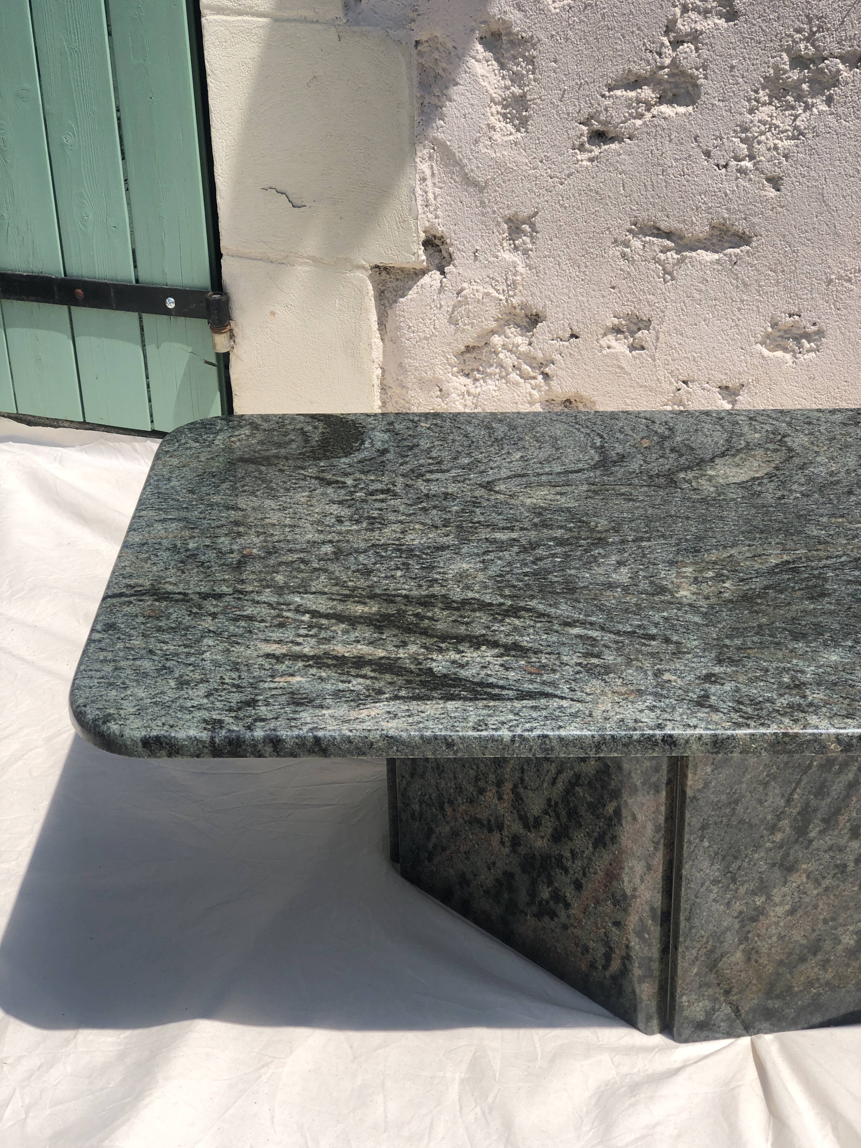 Coffee table in gray green marble