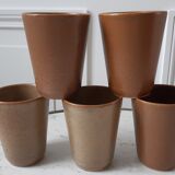 Set of 5 glasses in Digoin stoneware years 60-70