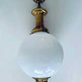 Opaline and brass globe luster