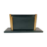 Porte-lettres Art Déco en cuir vert et laiton doré