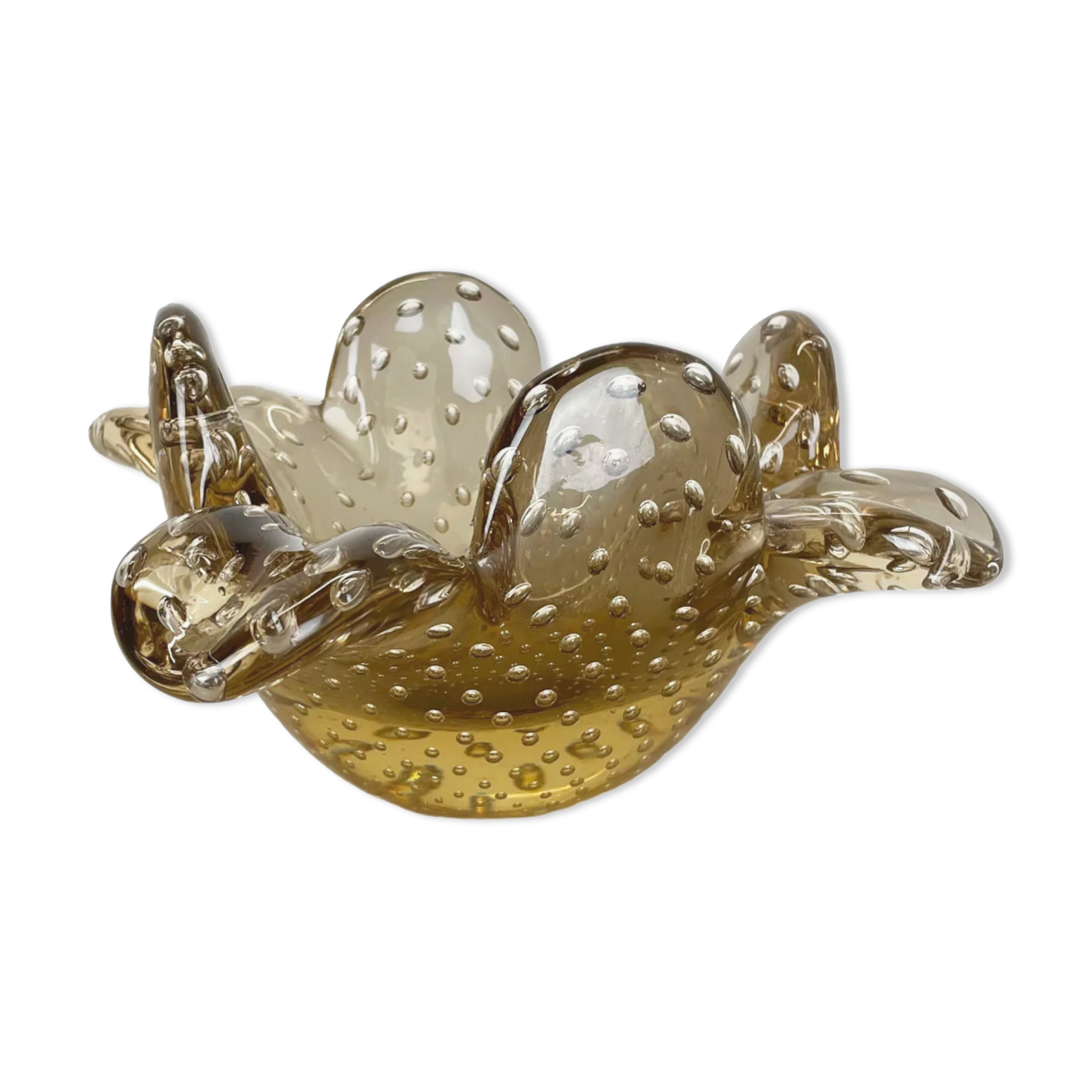Glass bowl element shell ashtray murano bubble, italy 1970s