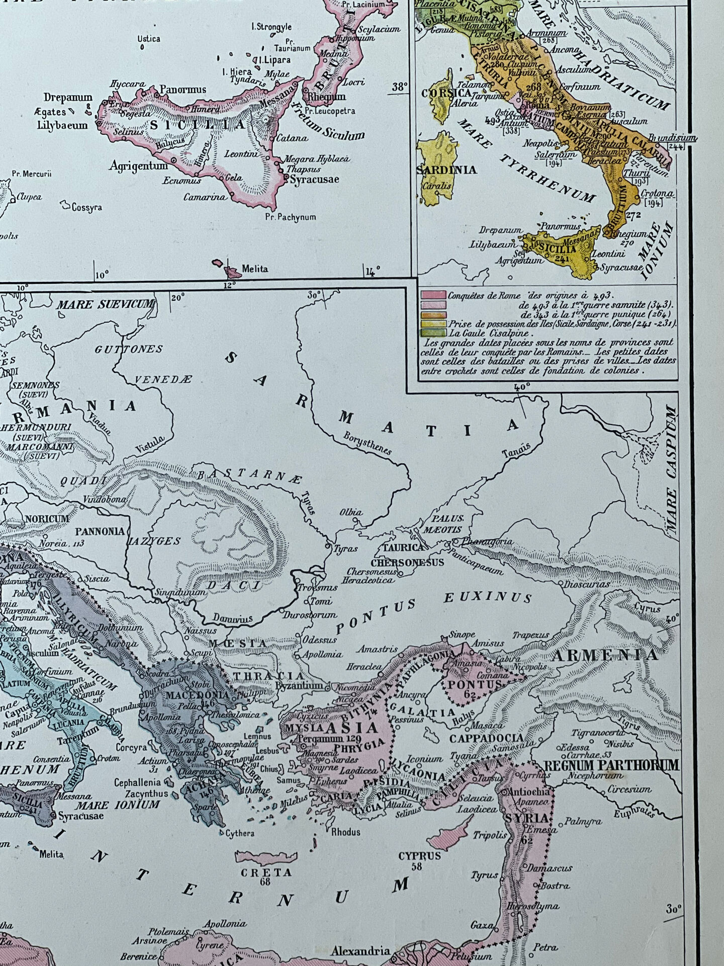 Original map of Italy - 37x27cm - 1908