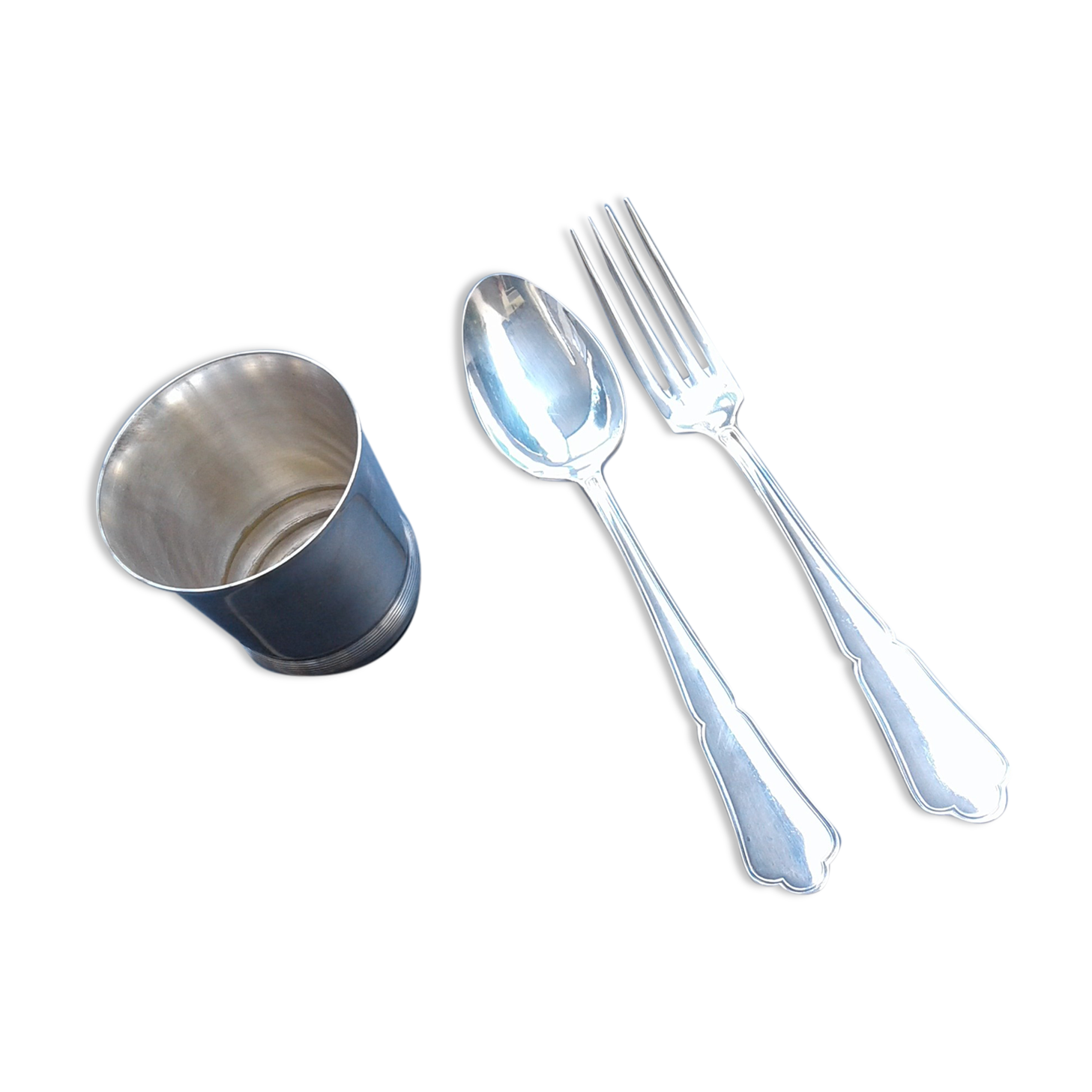 baptismal box. cup .spoon and fork