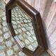 Vintage octagonal mirror in solid wood from the 70s, 63x63cm.