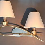 Paire d'appliques en laiton doré et miroir, circa 1960