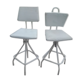 Paire de tabourets industriels
