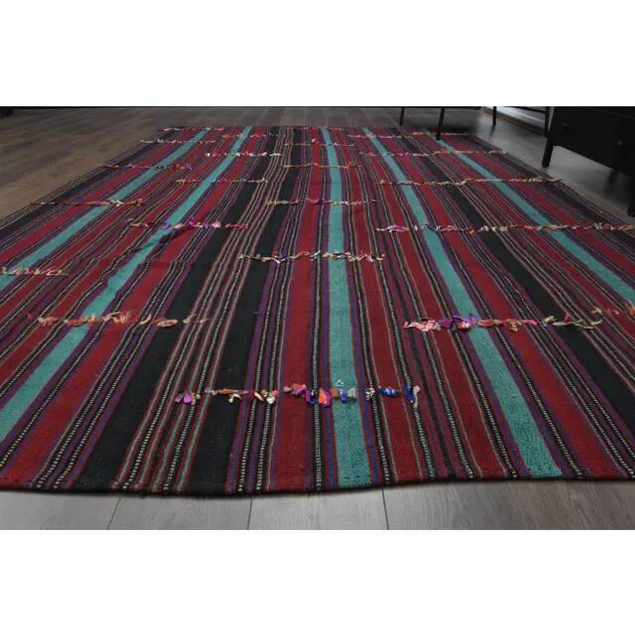1970s Vintage Turkish Handmade Wool & Cotton Purple Area Rug 232x350