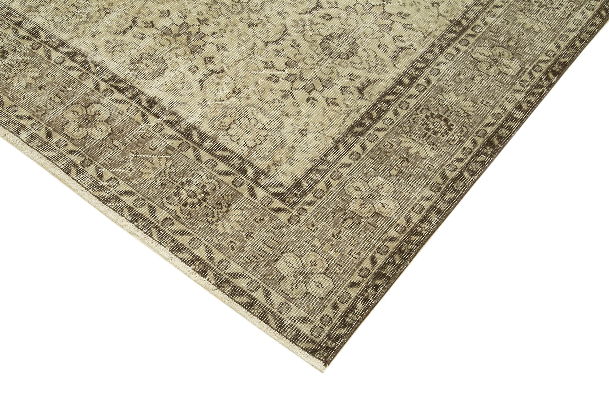 Handmade antique oriental beige carpet 208 cm x 303 cm