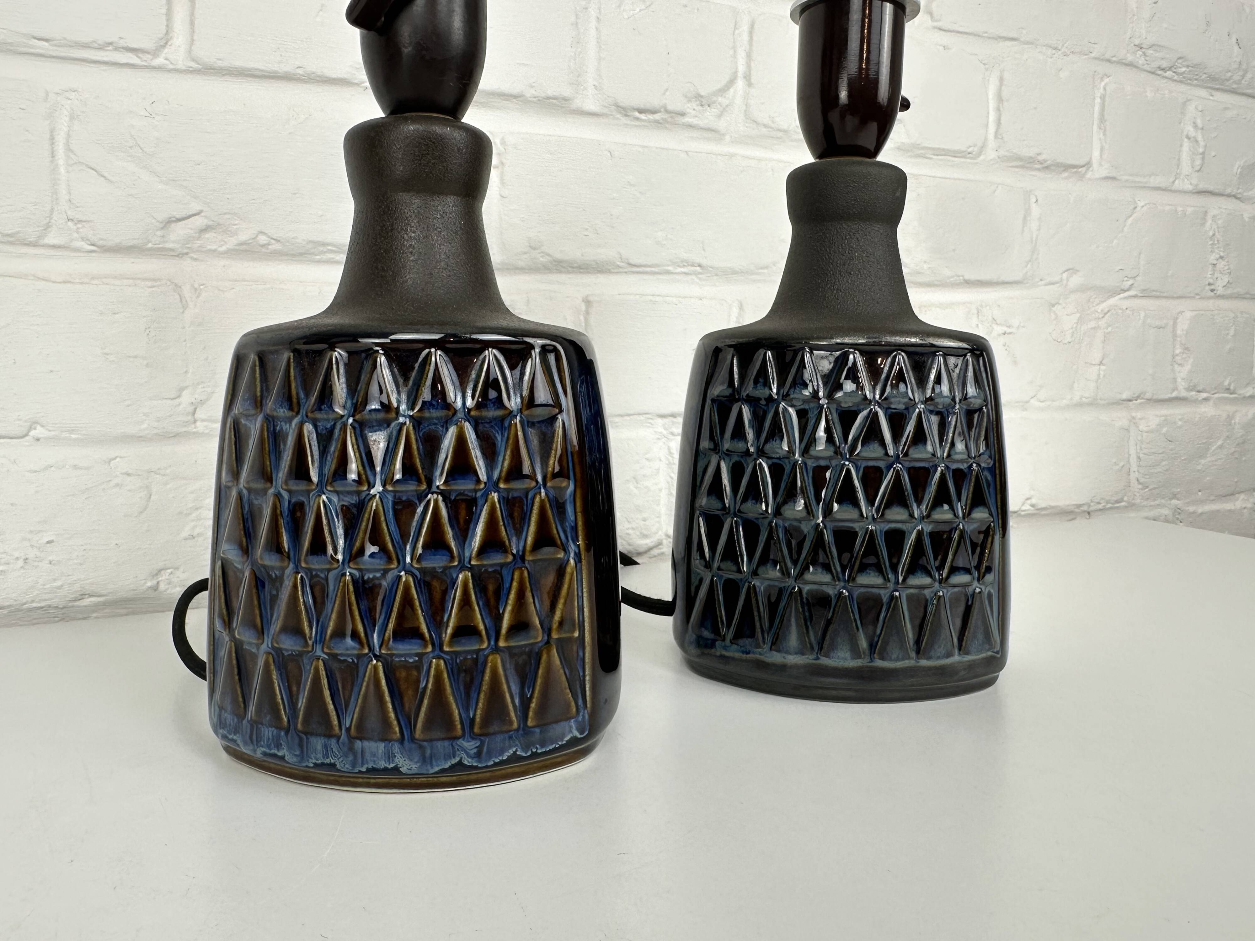 Paire de petites lampes en grès bleu Søholm par Einar Johansen Danemark