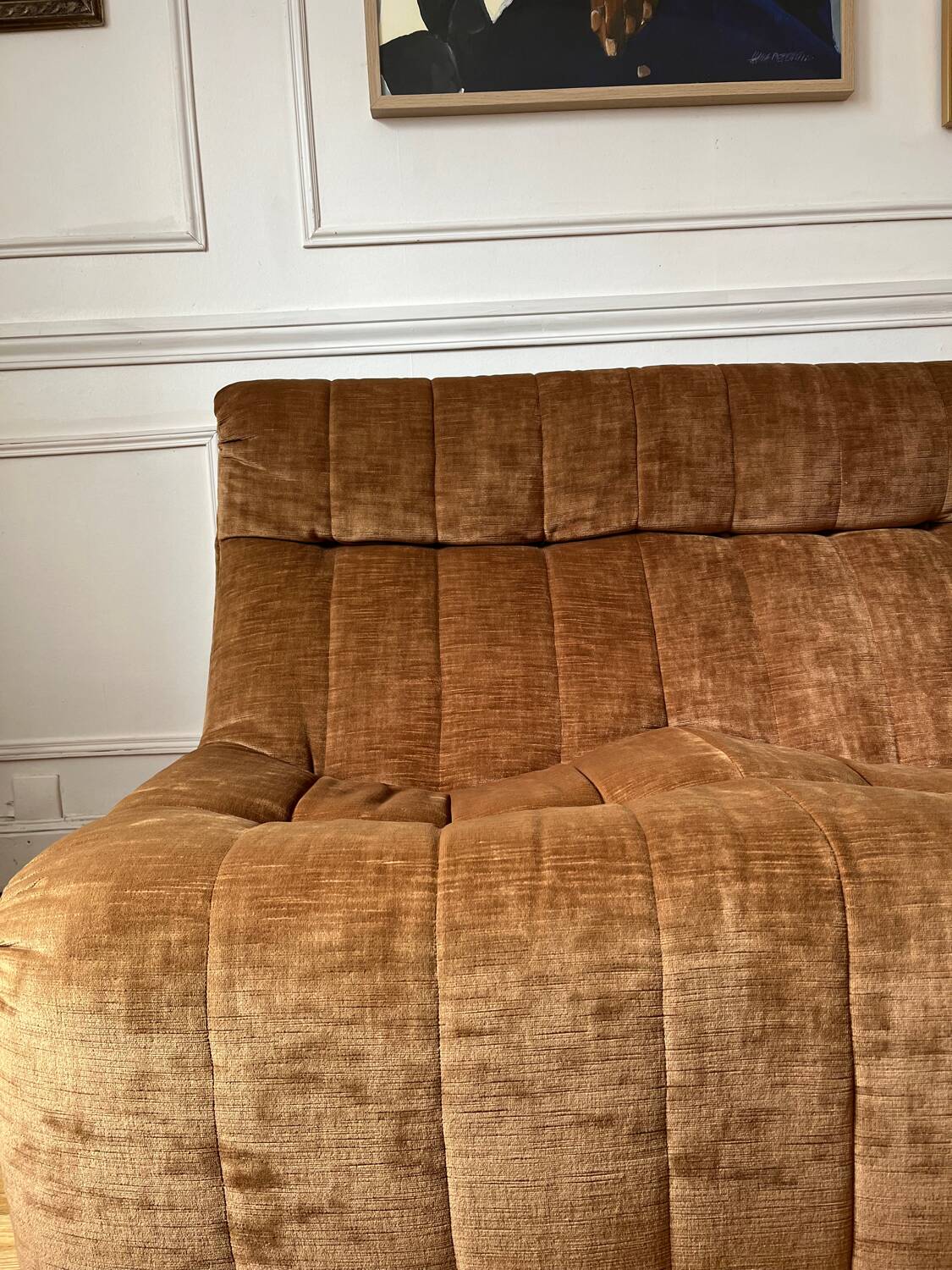 2-seater armchair in fawn velvet, Steiner edition 1970