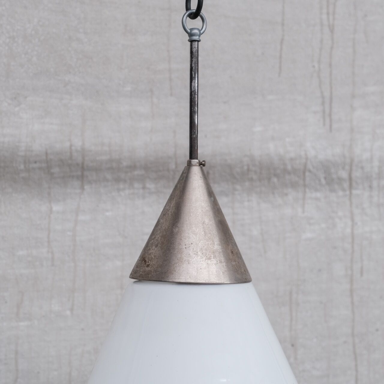 Opaline Mid-Century French Conical Pendant Light