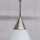 Opaline Mid-Century French Conical Pendant Light