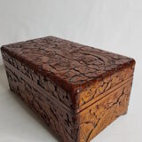 Old wooden box carved in Dodin around 1950 decorated with Phoenix