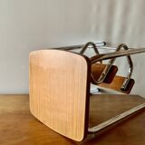 Vintage step stool in brown formica and chrome steel