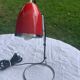 Desk, table lamp in red metal and silver vintage 1970