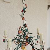 Vintage Floral chandelier in painted sheet metal