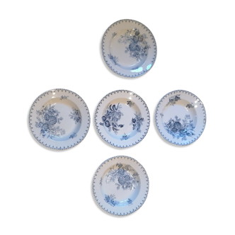 Set of 5 hollow plates Sarreguemines model Flore